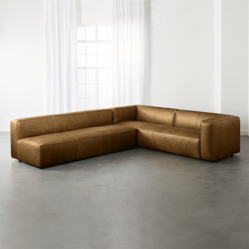 Lenyx 2-Piece Leather Extra Large Modern Sectional Sofa + Reviews | CB2 | CB2