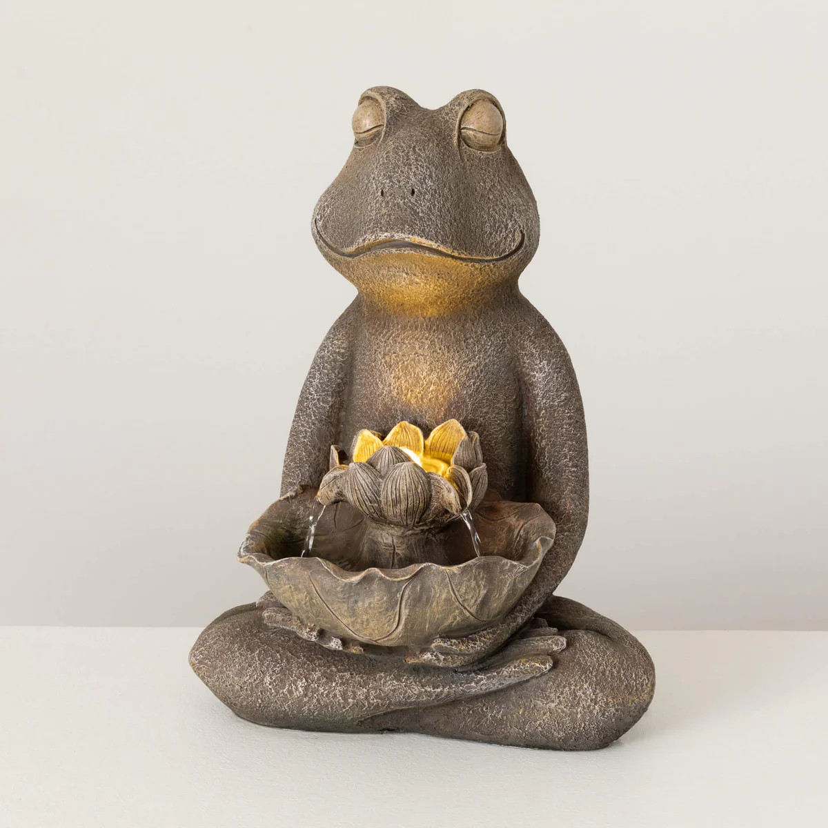 Stone-Finished Frog Fountain | Sullivans Home Decor