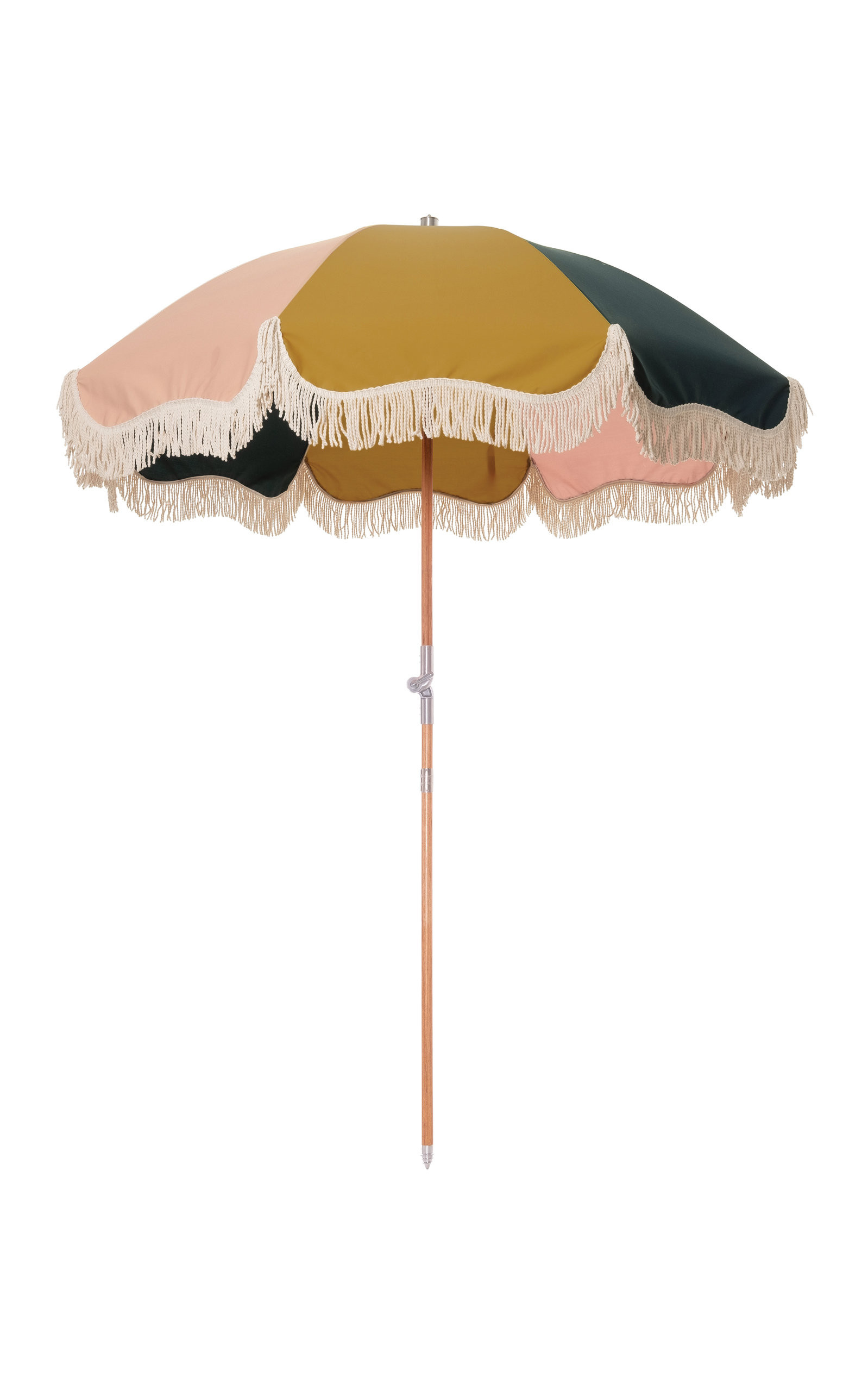 Color-Block Fringed Canvas Beach Umbrella | Moda Operandi Global