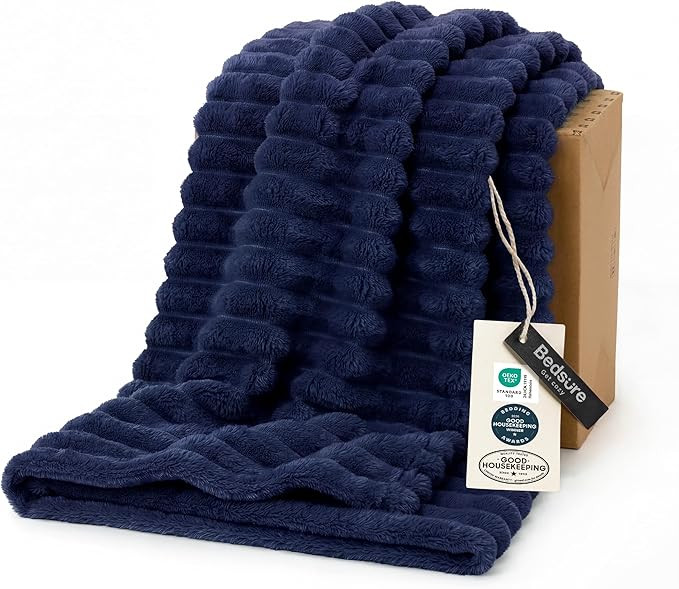 Bedsure GentleSoft Navy Blue Throw Blanket for Couch, Father Birthday Gifts for Men Husband Dad, ... | Amazon (US)