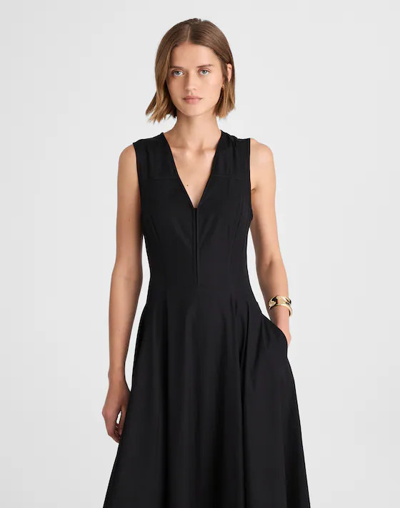 Poplin V-Neck Circle Midi Dress | Madewell | Madewell