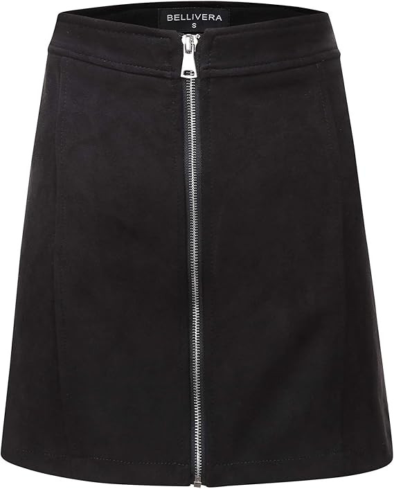 Bellivera Women's High Waist Faux Suede Mini Short Bodycon Skirt for Spring and Fall | Amazon (US)