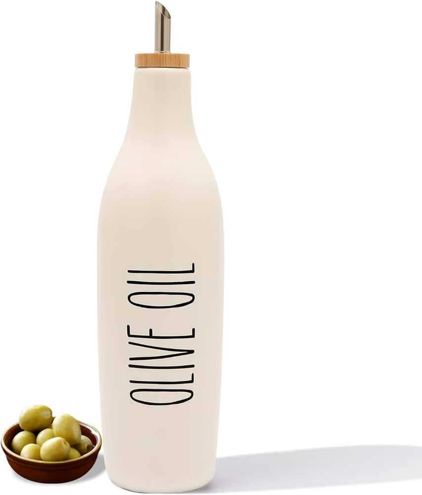 HOMCDALY Ceramic Olive Oil Dispenser Bottle, White Oil Dispenser Bottle for Kitchen, Large Capaci... | Amazon (US)