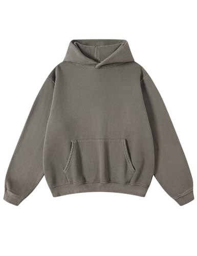 FAIABLE Mens Acid Wash Oversized Hoodie Unisex Heavyweight Vintage Cotton Fleece Washed Sweatshirt & Hoodies for Men Women Couples Streetwear College Daily Outdoor 2025,Coffee,S | Amazon (US)