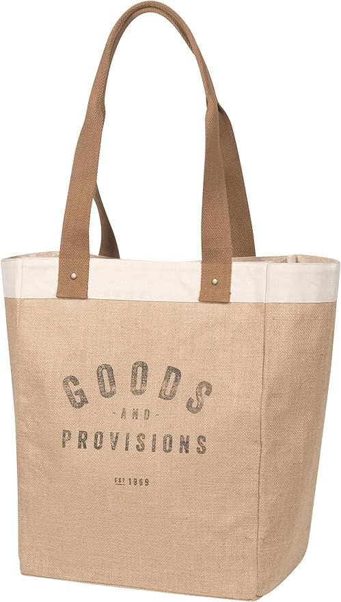 Now Designs Burlap Market Tote, Goods and Provisions 17" tall x 13.5" wide x 8.8" deep | Amazon (US)