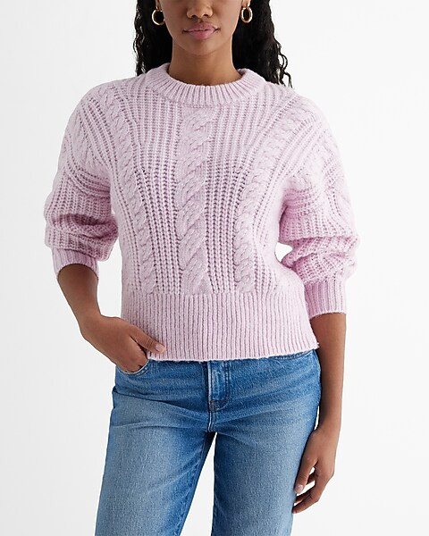 Cable Knit Crew Neck Sweater | Express