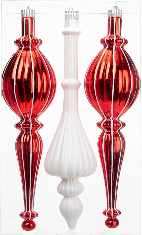 3 Pcs 16" Large Christmas Ball Ornaments, Giant Shatterproof Finial Drop Ornaments Christmas Tree... | Amazon (US)