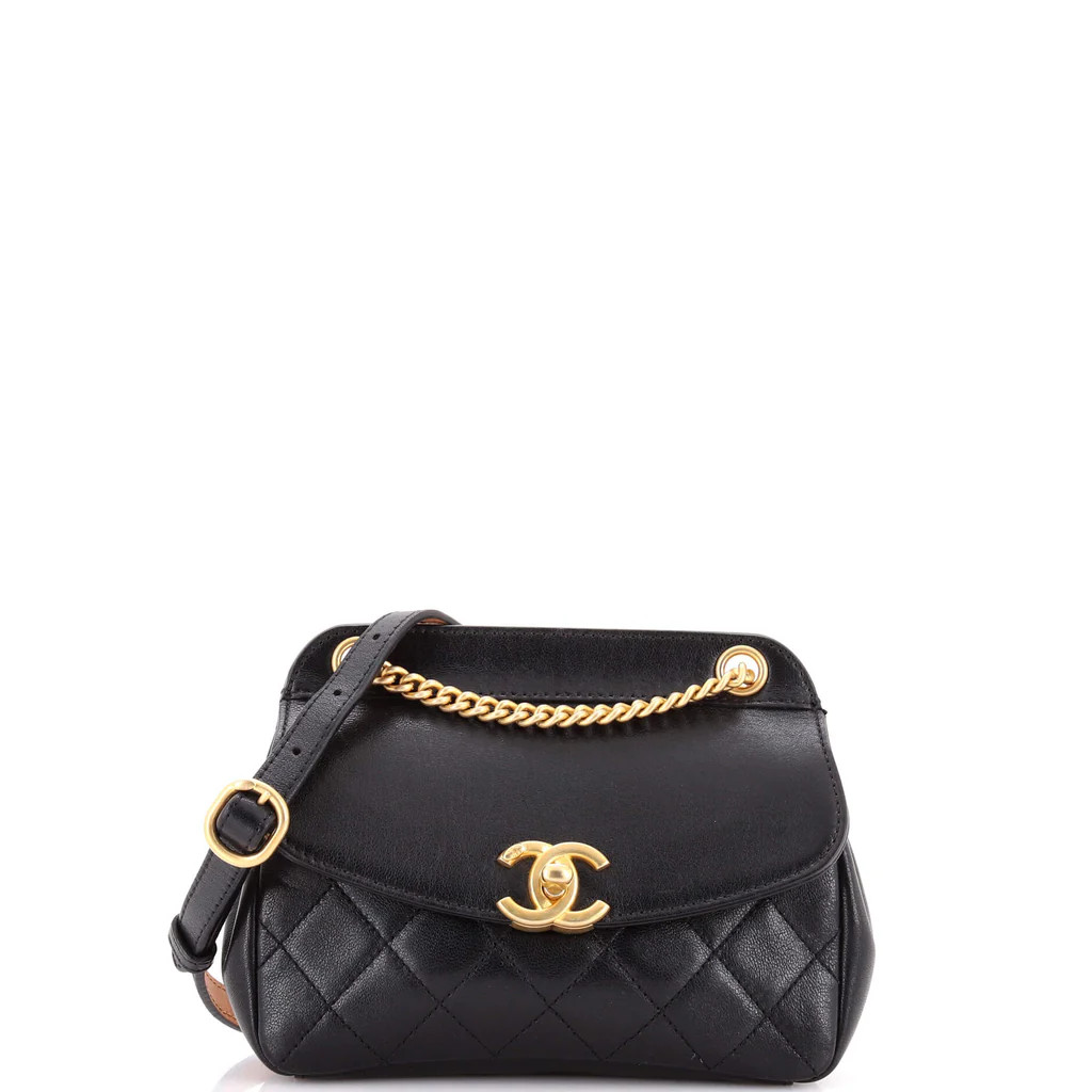 Curved Flap Bag Quilted Lambskin Small | Rebag