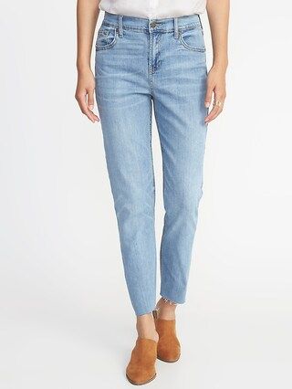 Mid-Rise Raw-Hem Straight Ankle Jeans for Women | Old Navy US