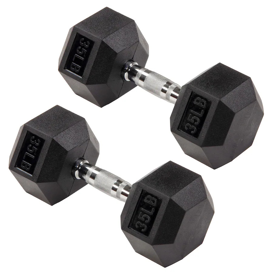 Signature Fitness - Hex Dumbbells Strength Training Workout Equipment Set, 35 lbs - Black | Best Buy U.S.