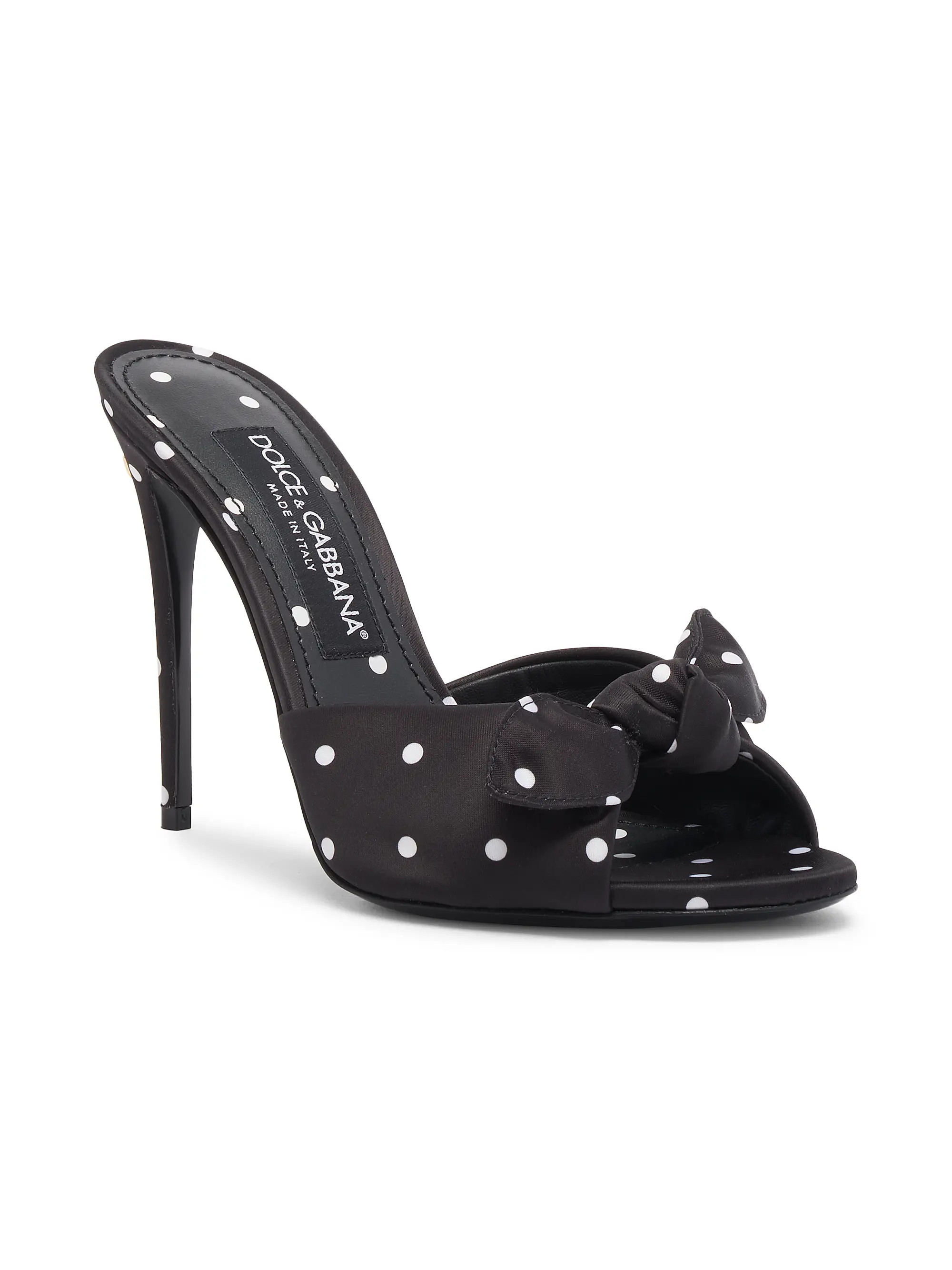 Shop Dolce&Gabbana 90MM Bow-Detailed Polka Dot High-Heel Mules | Saks Fifth Avenue | Saks Fifth Avenue