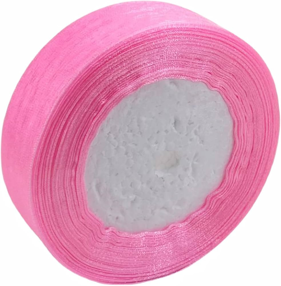 1 Inch 50 yards Sheer Organza Ribbon Chiffon Ribbon for Gift Wrapping Wedding Bouquet Crafts (Pin... | Amazon (US)