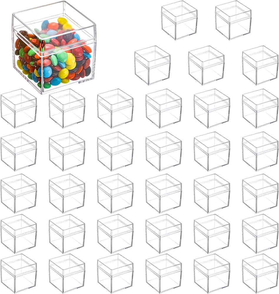 Okllen 36 Pack Acrylic Square Cube, Small Clear Box with Lids, Treat Gift Boxes Candy Storage Con... | Amazon (US)
