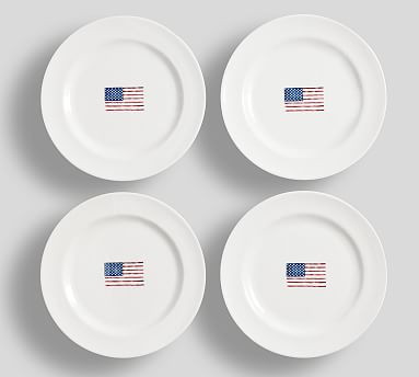 Cabana American Flag Icon Melamine Salad Plates - Set of 4 | Pottery Barn (US)