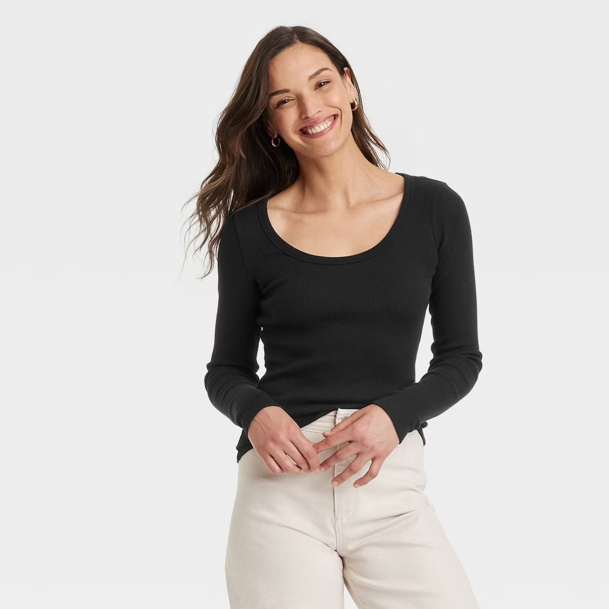 Women's Long Sleeve Rib Scoop Neck T-Shirt - Universal Thread™ | Target