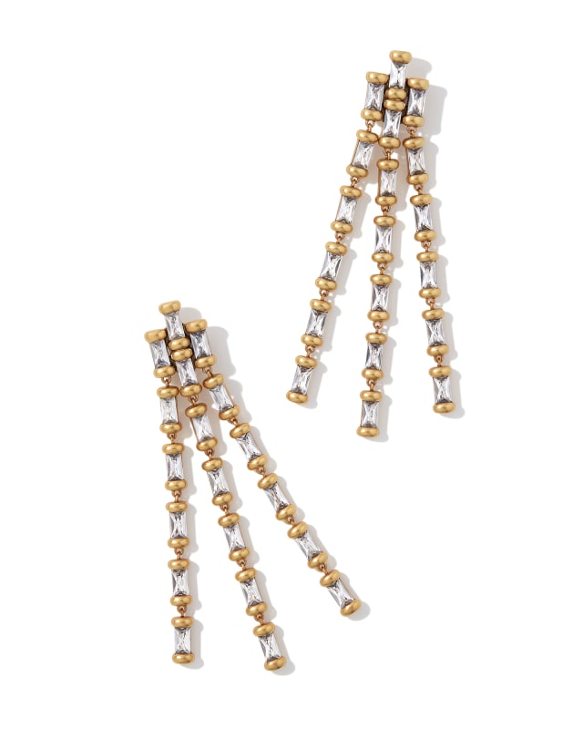 Ember Vintage Gold Crystal Statement Earrings in White Crystal | Kendra Scott | Kendra Scott