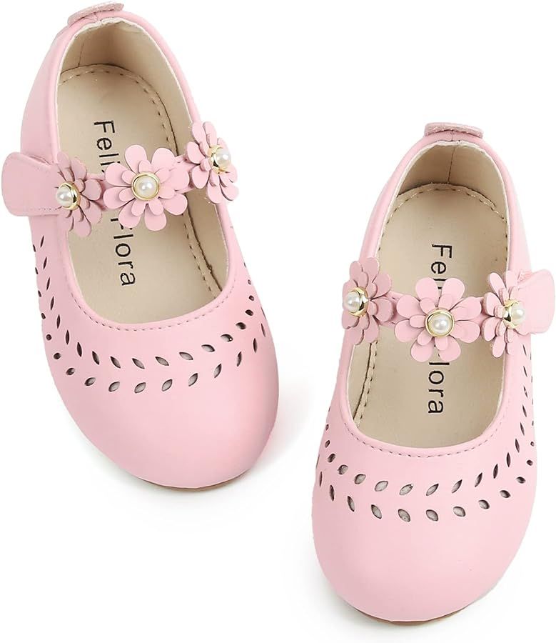 Felix & Flora Girls Toddler Little Ballet Shoes - Flower Girls Mary Jane Flats Dress Shoes Party ... | Amazon (US)