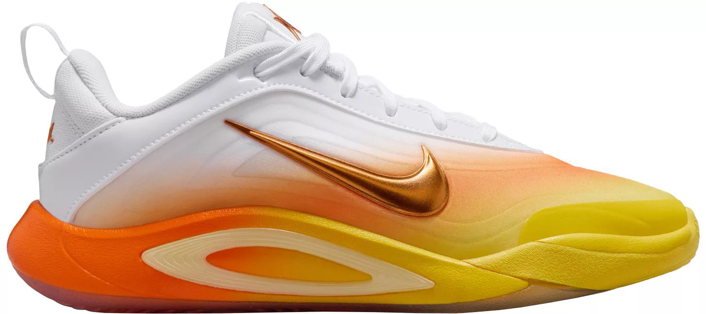 Nike Kids' Grade School A'One Basketball Shoes, Size 1, White/Yellow/Orange | DICK'S Sporting Goods