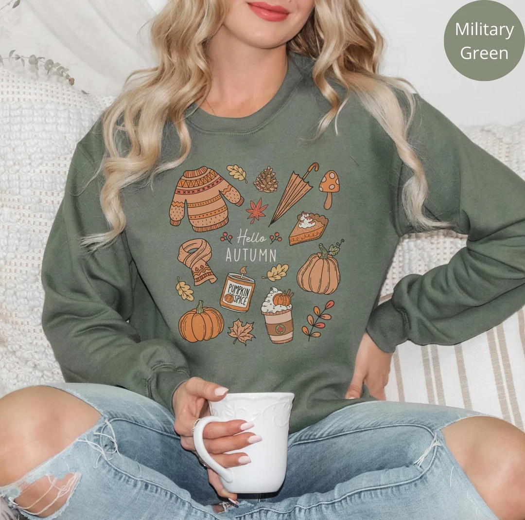 Hello Autumn Fall Sweatshirt Autumn Sweatshirt Womens Fall - Etsy | Etsy (US)