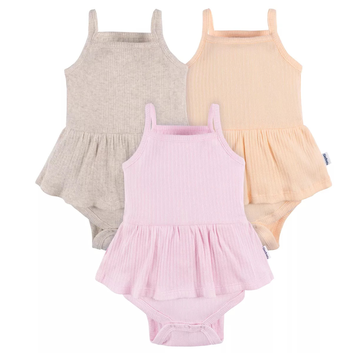 Gerber Baby Girls' 3-Pack Sleeveless Skirted Onesies Bodysuits | Target