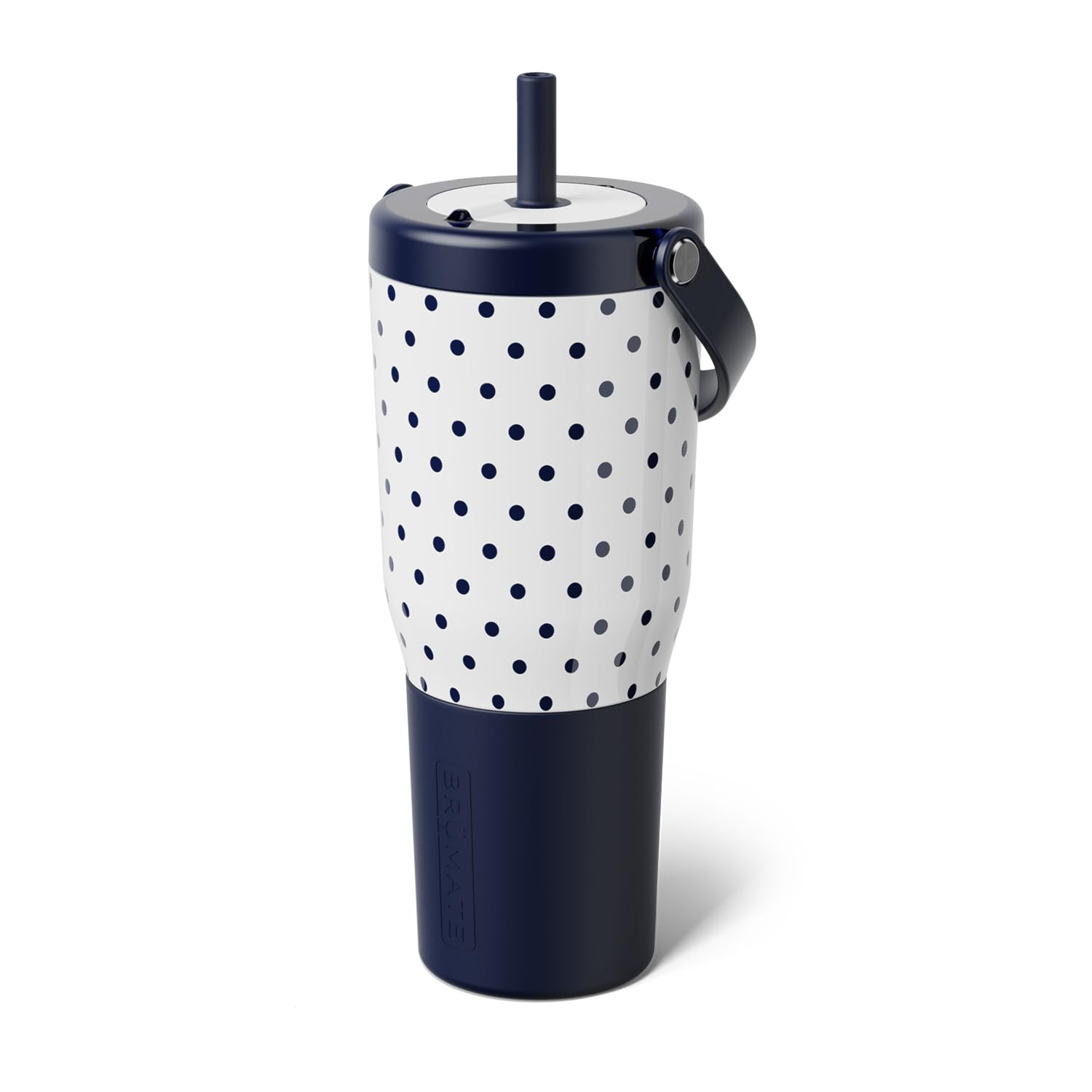 BrüMate Resa 35oz 100% Leakproof Tumbler w/Handle & Straw | Flexible SoftSip Straw | Silicone Sleeve for Durability | Stainless Steel | Cup Holder & Travel Friendly Water Bottle (White Polka Dots) | Amazon (US)