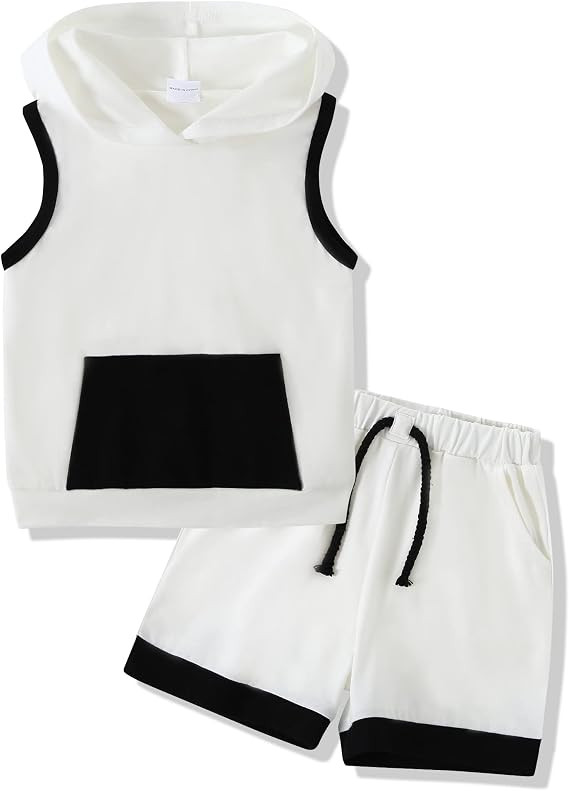 SANMIO Toddler Boy Clothes Summer Outfits Hoodie Tank Tops and Shorts Set | Amazon (US)