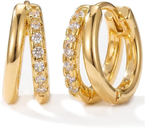 Gold Hoop Earrings for Women,14K Gold Plated Huggie Hoop Earrings for Gift | Amazon (US)