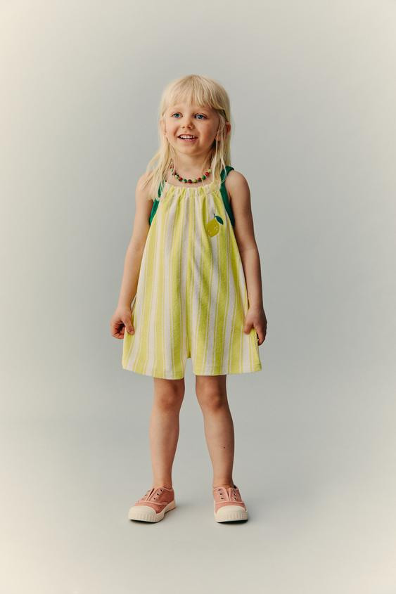 CASA LAWA X ZARA KIDS STRIPED TOWELLING PLAYSUIT | Zara UK