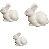 IMIKEYA 3pcs Easter Ceramic Bunny Figurine, White Rabbits Sculpture Ornaments for Home Garden Mic... | Amazon (US)
