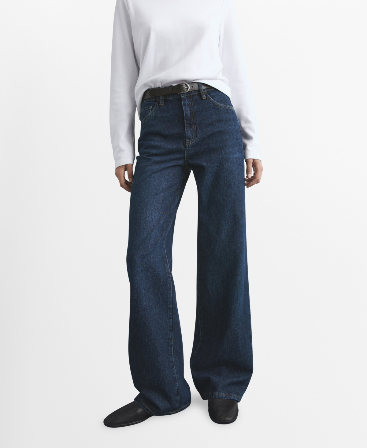 Mango Women's Danila Wide Leg High-Rise Jeans - Dark Blue | Macy's