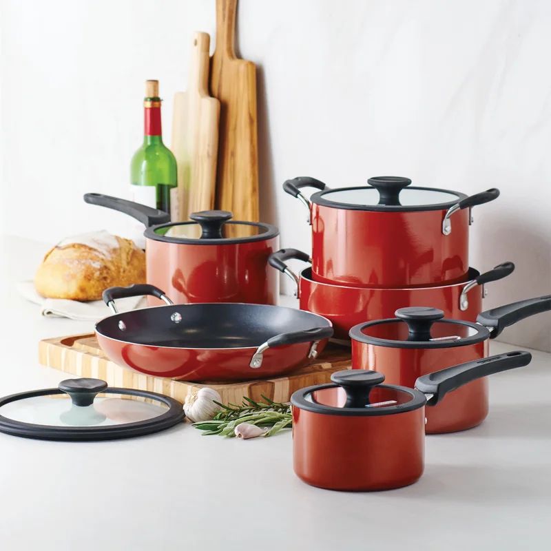 Nesting Tramontina 11 Piece Aluminum Non Stick Cookware Set | Wayfair North America