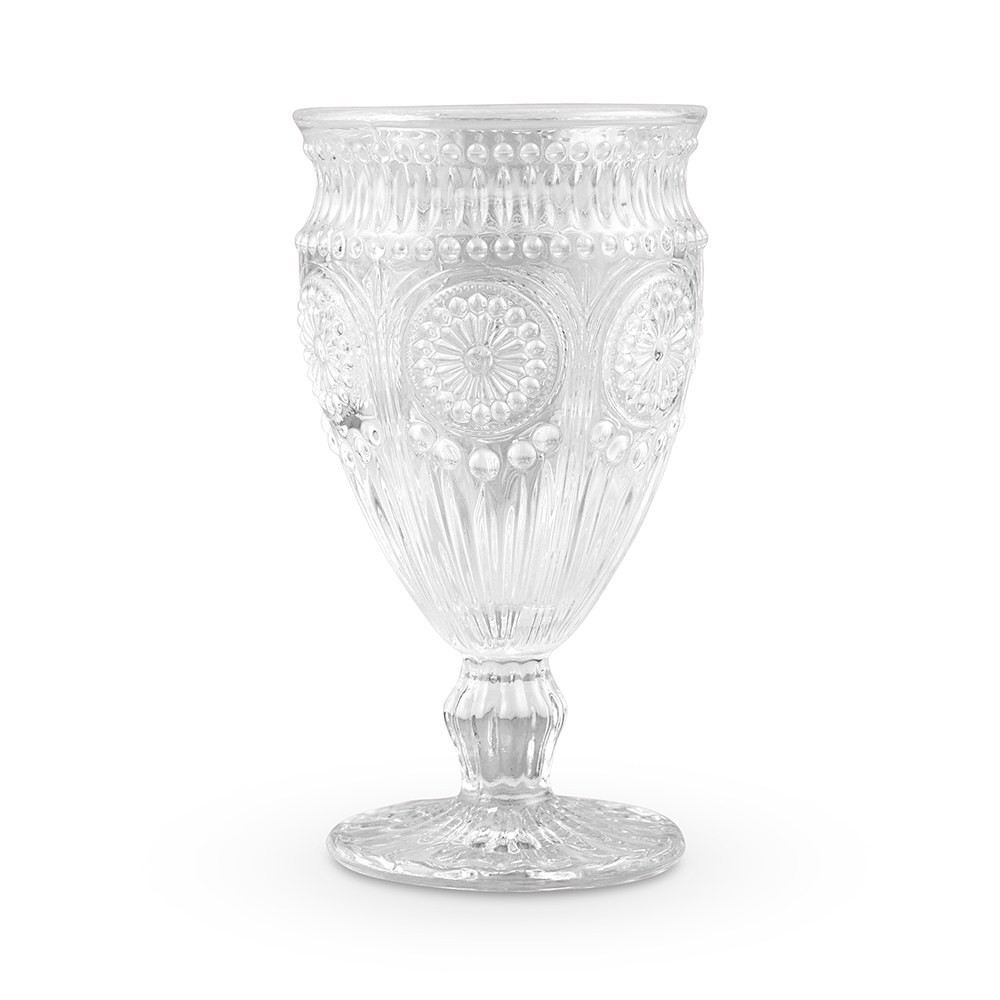 Vintage Style Pressed Glass Wine Goblet - Clear | The Knot 