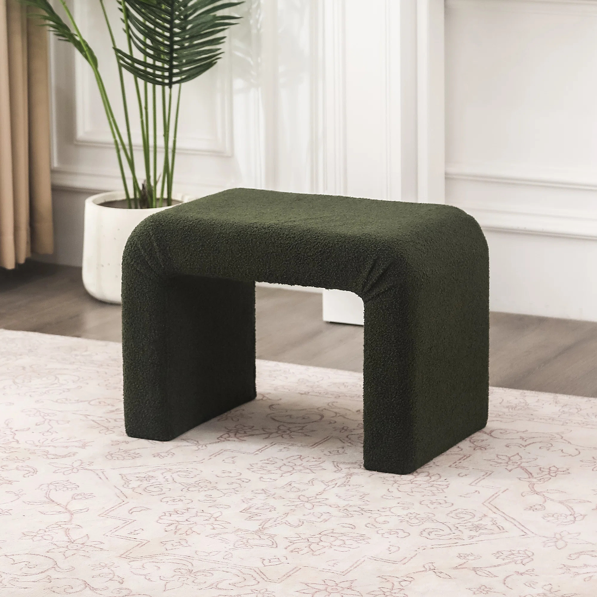 24 Inches Upholstered Waterfall Ottoman Footstool | Wayfair North America