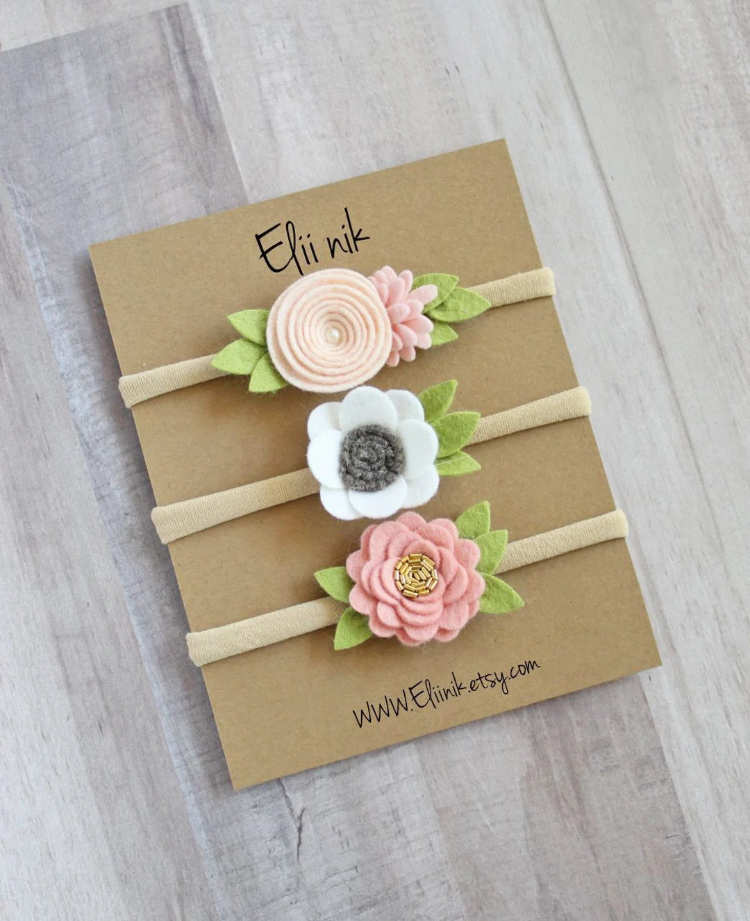 baby headband, baby nylon headband, Newborn headband, white flower headband, felt flower headband... | Etsy (US)