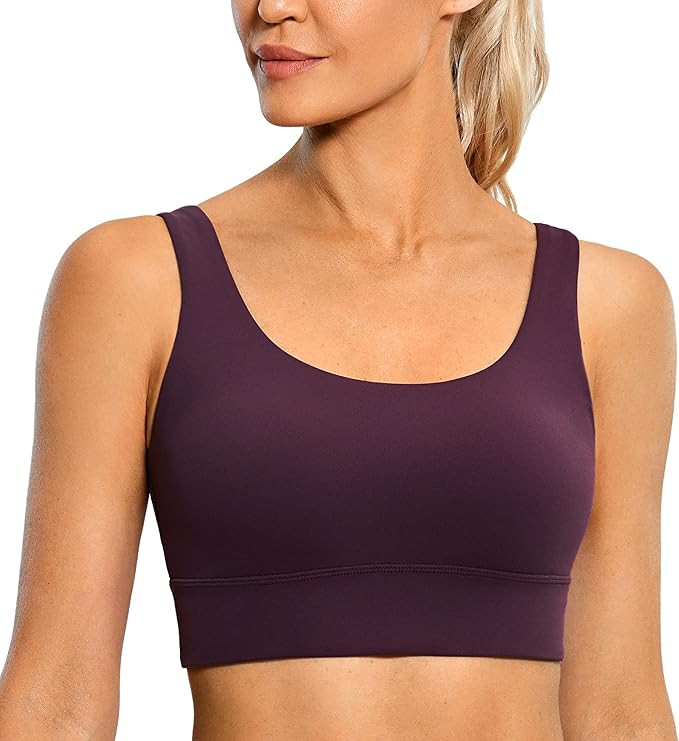 CRZ YOGA Womens Butterluxe U Back Sports Bra - Scoop Neck Padded Low Impact Workout Yoga Bra with... | Amazon (US)