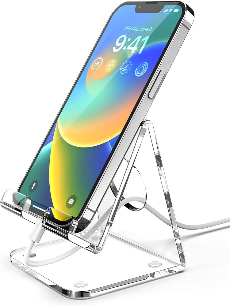 Amazon.com: TOPGO Acrylic Cell Phone Stand, Clear Phone Holder for Desk, Office Desktop, Bedside ... | Amazon (US)