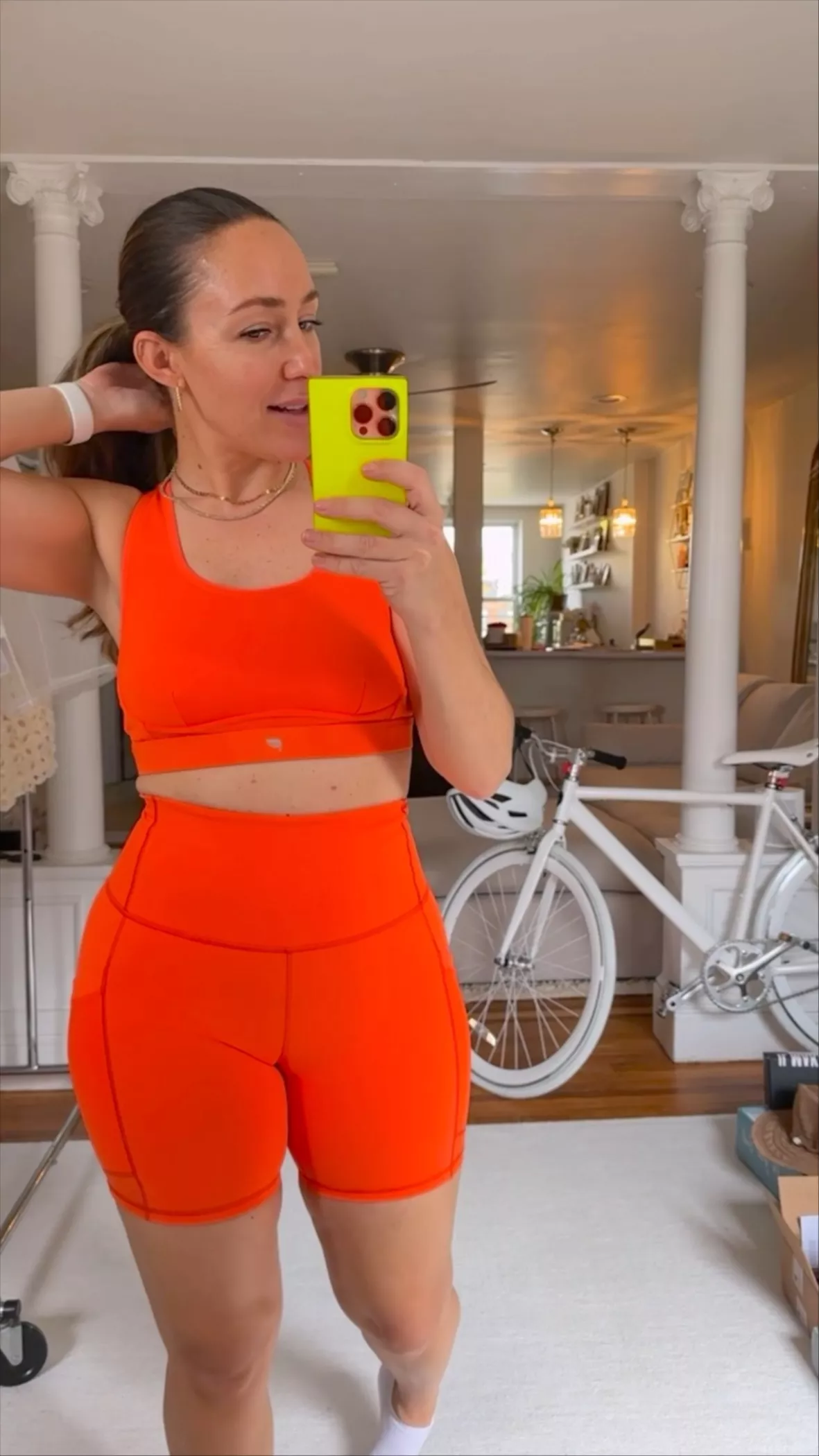 Gymshark Neon Orange Ultra Seamless Strappy Asymmetrical Sports Bra Size M