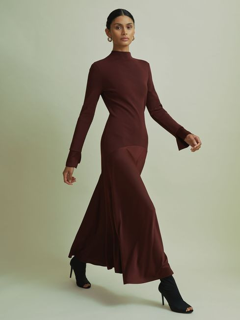 Florere
                Florere Hybrid Knit-Satin Midi Dress | Reiss DE