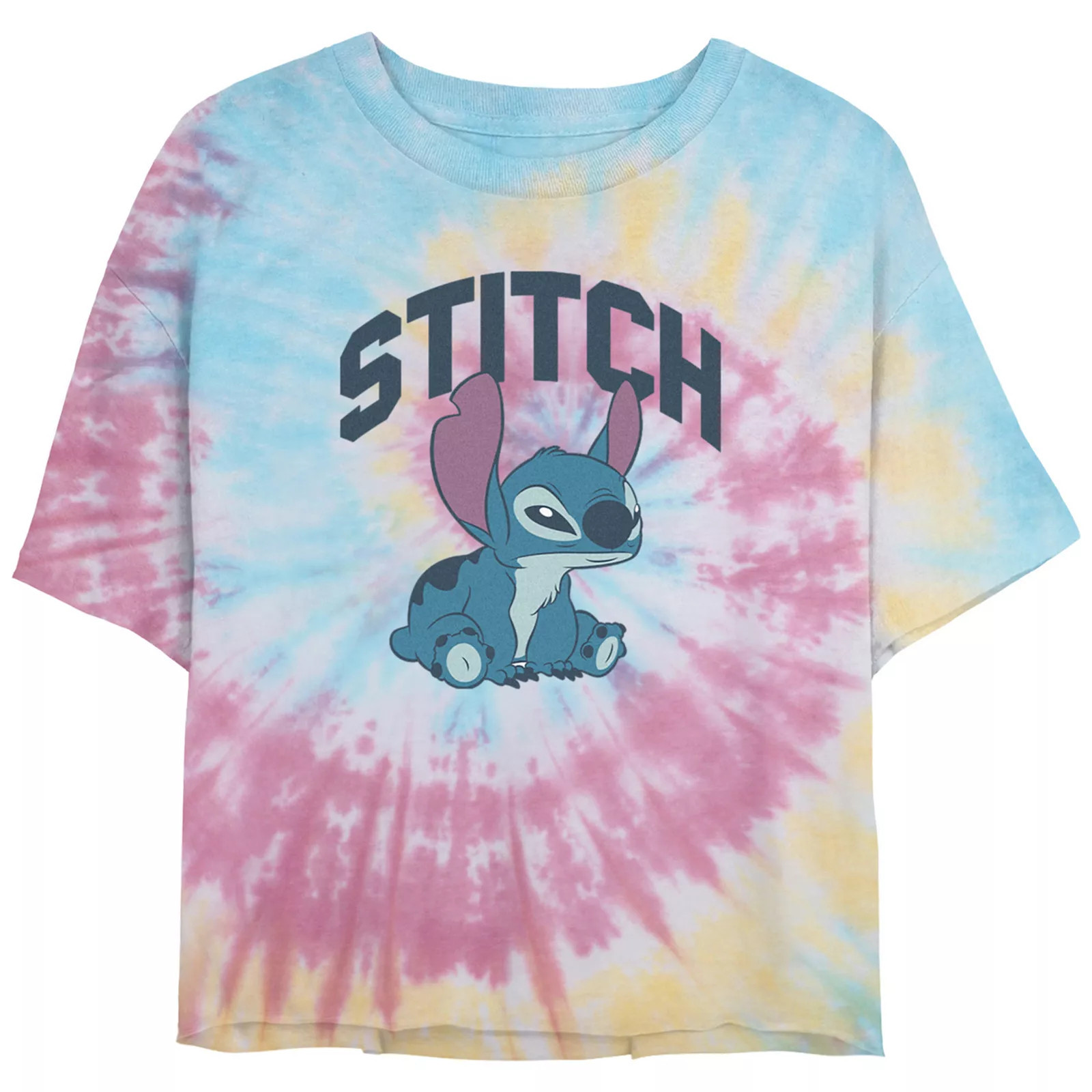 Disney's Lilo & Stitch Angry Looking Stitch Crop Top Tie Dye Juniors' Graphic Tee, Girl's, Size: Medium, Blue Pink Light Yellow | Kohl's