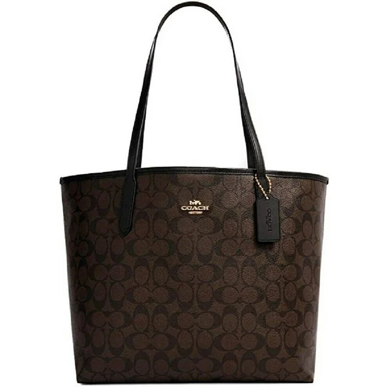 Coach Womens 5696 City Tote In Signature Canvas Handbags Brown/Black, Female - Walmart.com | Walmart (US)