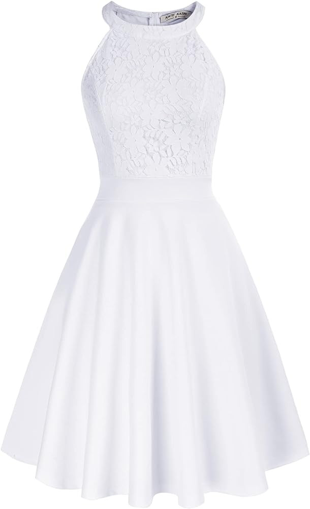 Women's Sleeveless Halter Lace Cocktail Party Dresses Summer Wedding Guest Homecoming Flared Swin... | Amazon (US)
