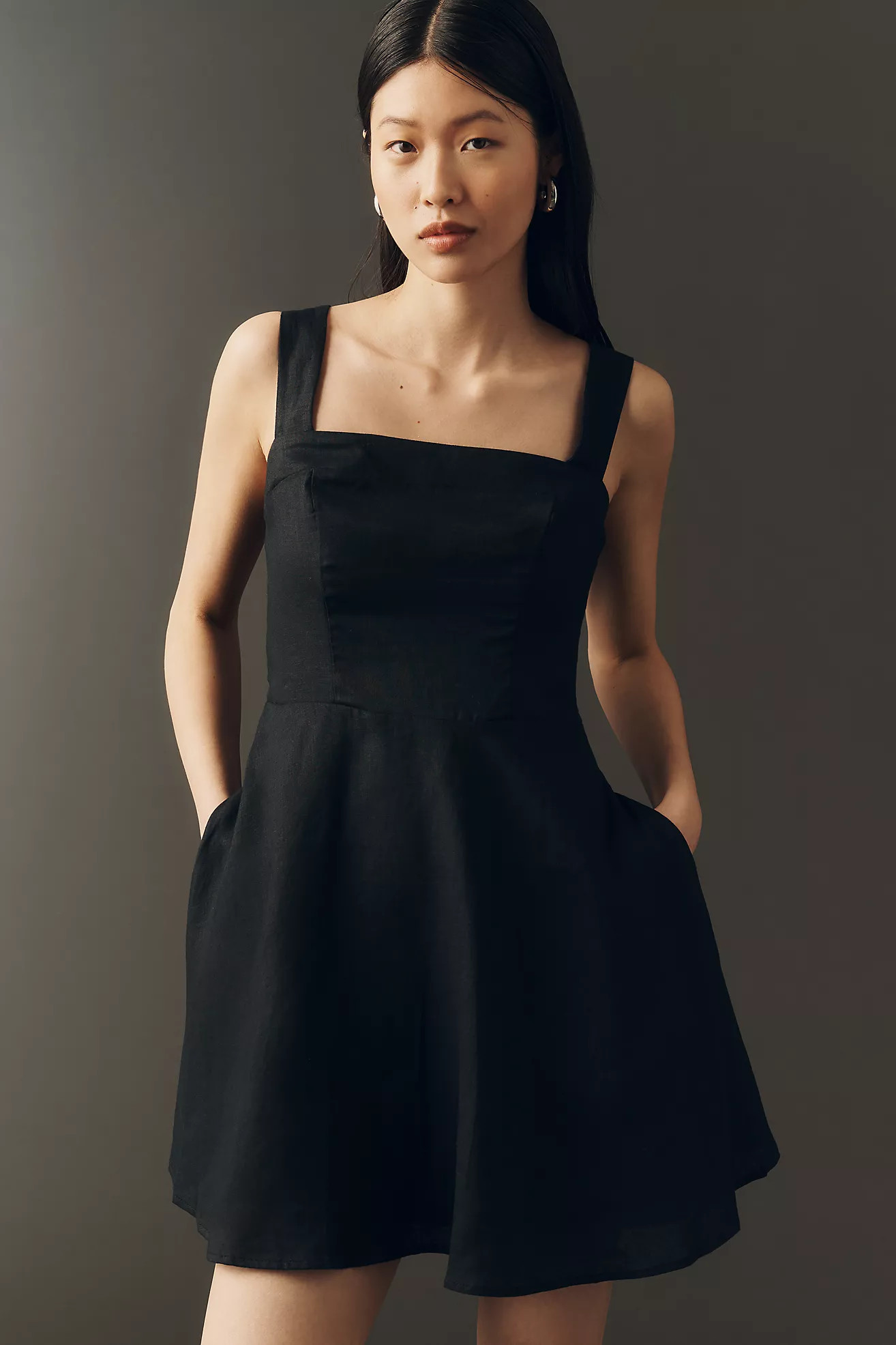 Maeve Linen Square-Neck Mini Dress | Anthropologie (US)