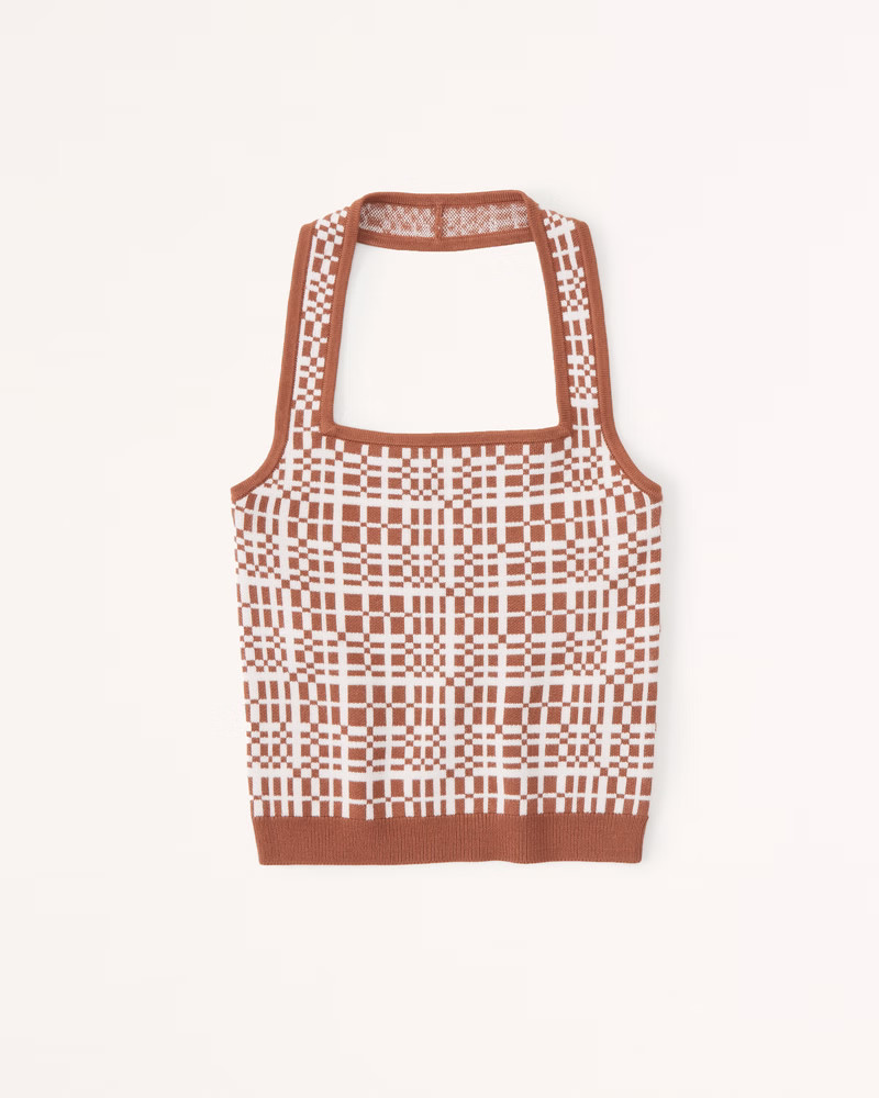Elevated Knit Jacquard Halter Tank | Abercrombie & Fitch (US)