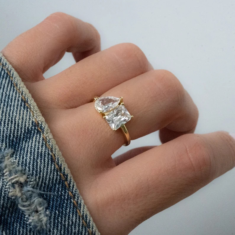 Toi Et Moi Ring, Promise Ring, Engagement Ring, Two Stone Ring, Wedding Ring, Anniversary Gift, G... | Etsy (US)