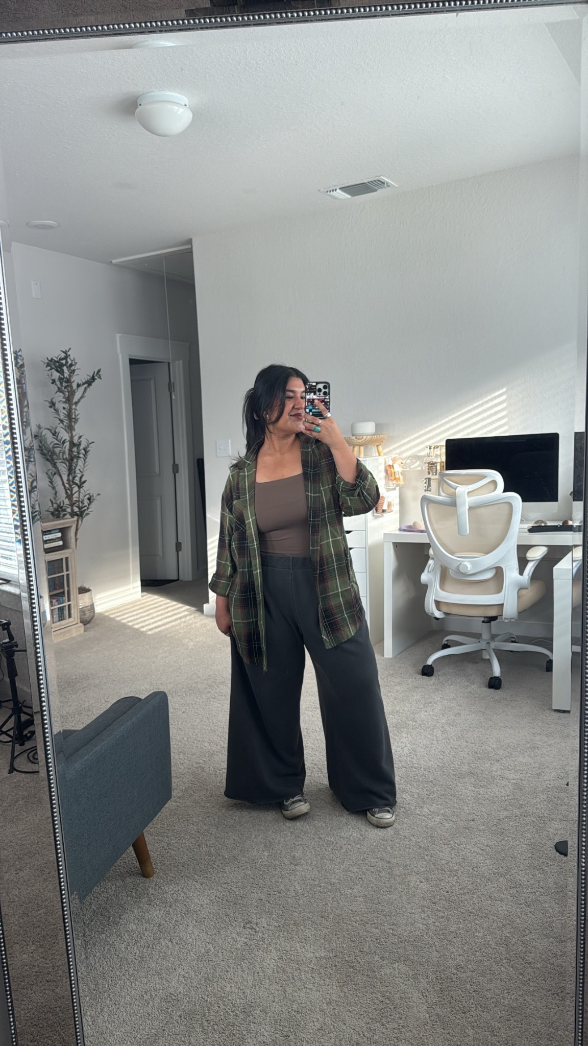 Comfy running errands outfit! Flannel: large // tank: large // pants: large short (I’m 5’1” and these were still too long so I cut them! They already had a raw hem so it worked out perfectly). 

#LTKPetite #LTKOver40 #LTKMidsize