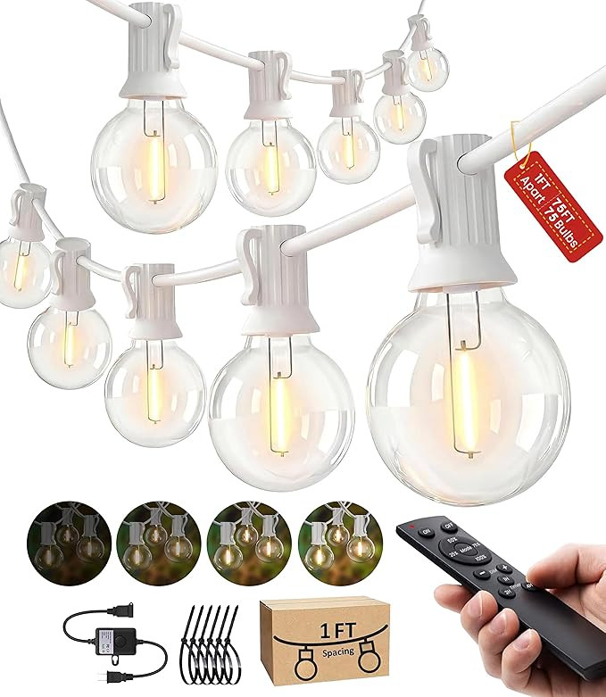 Outdoor-String-Lights-Patio-LED-Light-Outside 75FT Waterproof Light with Remote Dimmable 75 G40 S... | Amazon (US)
