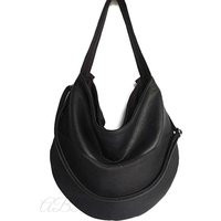 Black Faux Leather Hobo Bag Slouchy Vegan Shoulder Tote | Etsy (US)