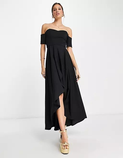 True Violet - Robe de bal de promo à épaules dénudées et ourlet asymétrique - Noir | ASOS (Global)