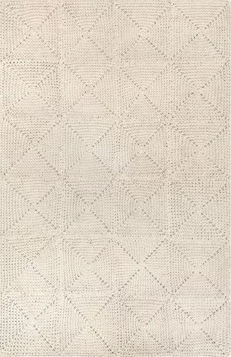 Ivory Bernice Cotton Tiled Area Rug | Rugs USA