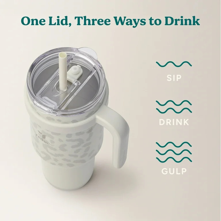 Reduce Slim Cold1 Tumbler - Straw, Lid & Handle. Insulated Stainless Steel 40oz, Snow Leopard - W... | Walmart (US)